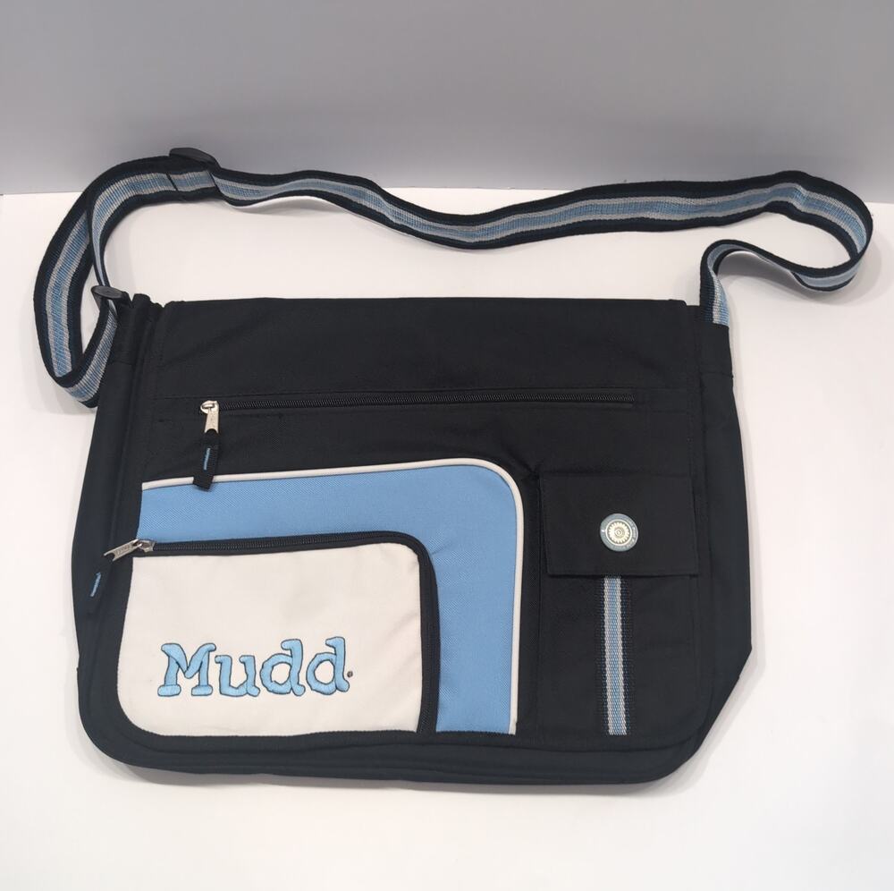Vintage 90s Mudd Jeans Blue Y2K Flap Carrier Backpack Laptop Bag Corss Body New